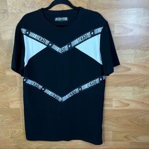Rich Star Large Crewneck Shirt Sleeve Tee With Black & White Color-block Top